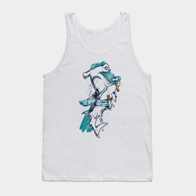 Hammerhead Shark Warrior Tank Top by JakeRhodes